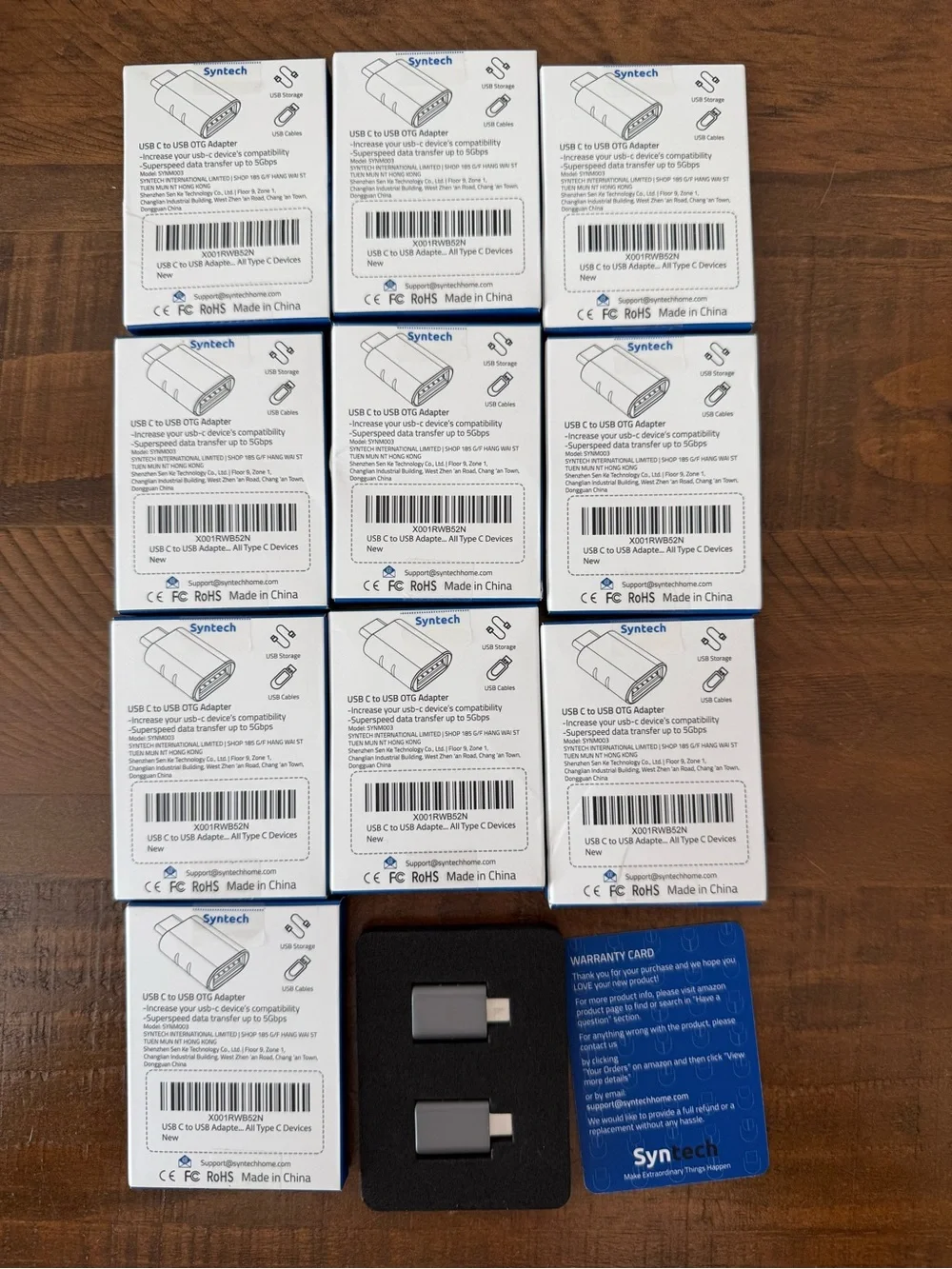 10 packages of USB-C to USB OTG Adapter - Gray (2-pack each)